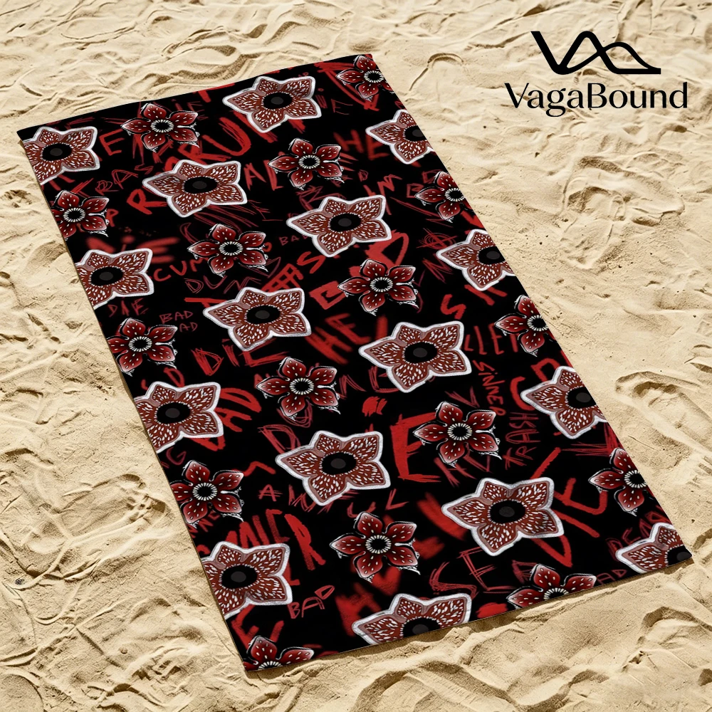 S-Stranger T-Things Pattern Beach Towel Cartoon Quick Dry Microfiber Bath Towel for Swimming Surfing Camping Unisex Holiday
