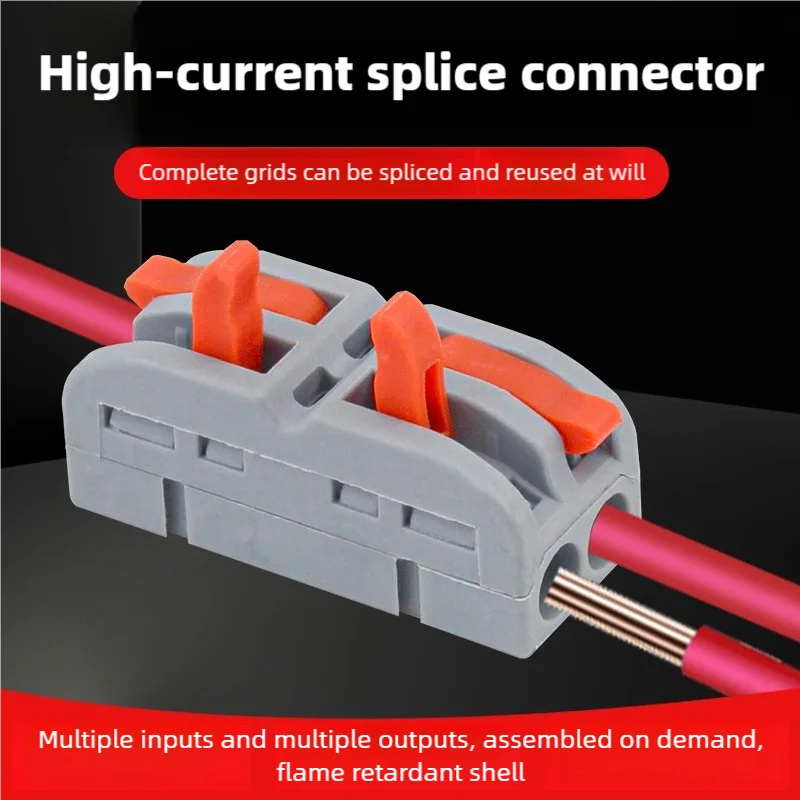 Fast Wiring Cable Connectors Push-in 6mm² Lever Wire Quick Connectors Universal Compact Splitter Electrical Terminals Blocks