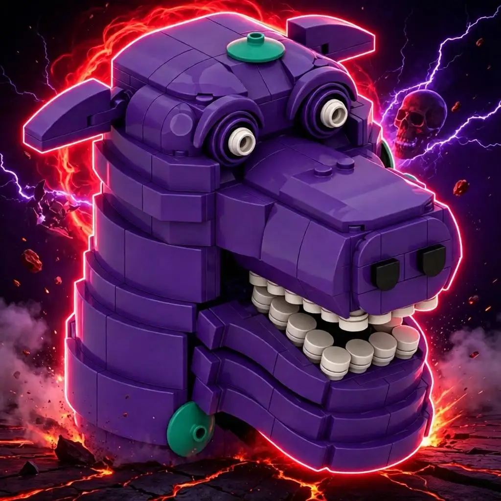 New Chapter Garten of Banban 8 Purple Dog Evil Hippopotamus Mask Model  BUilding Blocks Sets Puzzle Construction Toys Creative