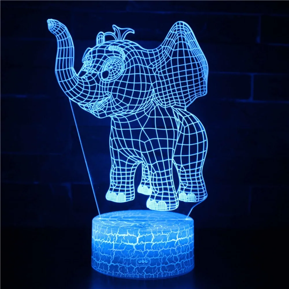 Lampka nocna LED ze słoniem 3D 7 zmieniająca kolor stół akrylowy USB pokój Lamp dekoracja dla dzieci prezent urodzinowy dla dziecka dziecko lampka nocna