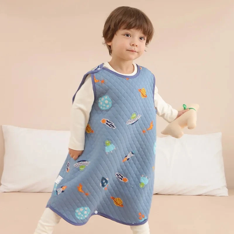 Spring Autumn Vest-style Baby Sleeping Bag Cartoon Boys Girls Homewear Cotton Newborn Sleeping Bag  Thickened Children\'s Pajamas