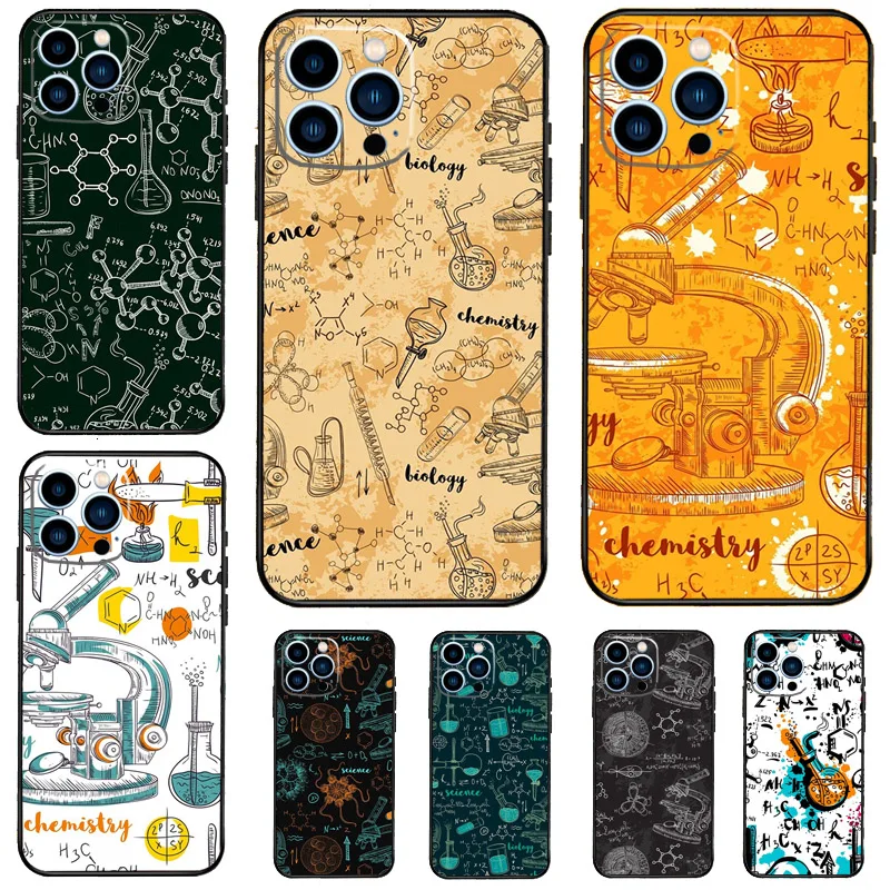 Vintage Seamless Chemistry Laboratory Phone Case For iPhone 15 16 Pro Max 13 11 12 14 Pro Max XR XS X 7 8 Plus 12 13 Mini Cover