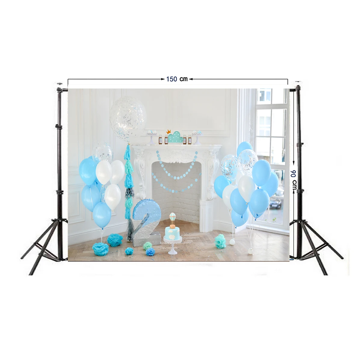 

2nd Birthday Photo Backdrop Printed Cloth 5x3ft Seamless Wrinkle-Free 3D Balloons Photography Backdrops Kids Second Birthday