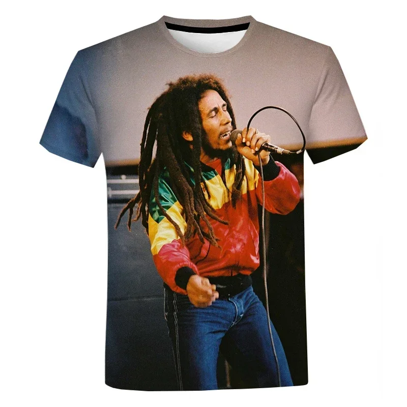 Summer Fashion Reggae Bob Marley 3d T Shirt for Man Causal Hip Hop Shirts Men\'s and Women\'s Casual Harajuku Street Y2K Clothing