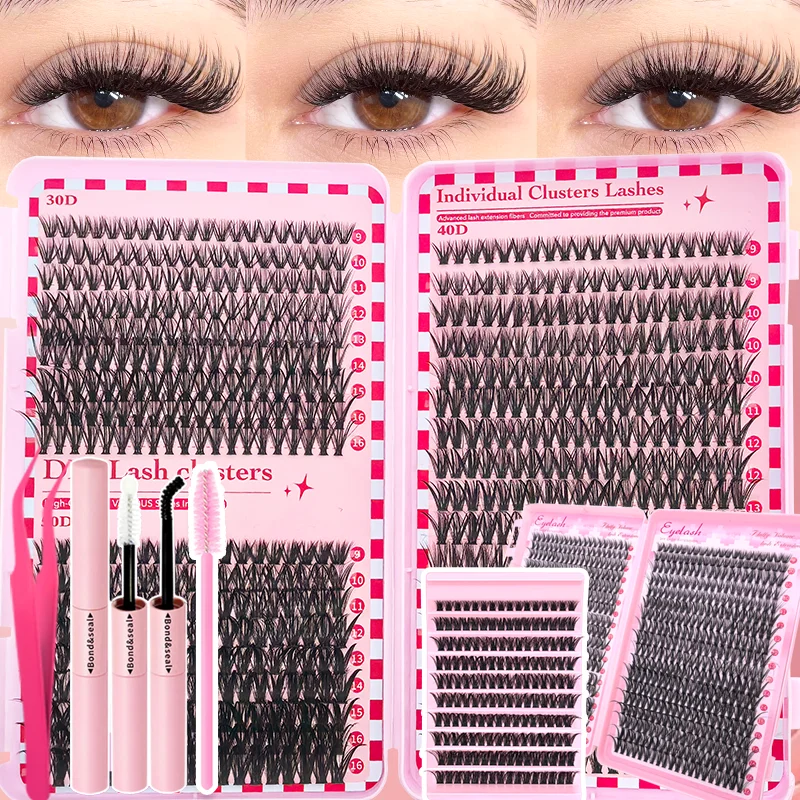 200/700/720 Stück D-Curl Wimpernbüschel mit Werkzeugen, Anfängerfreundliches Hochkapazitäts-Wimpernbuch-Set für Verschiedene Make-up-Looks