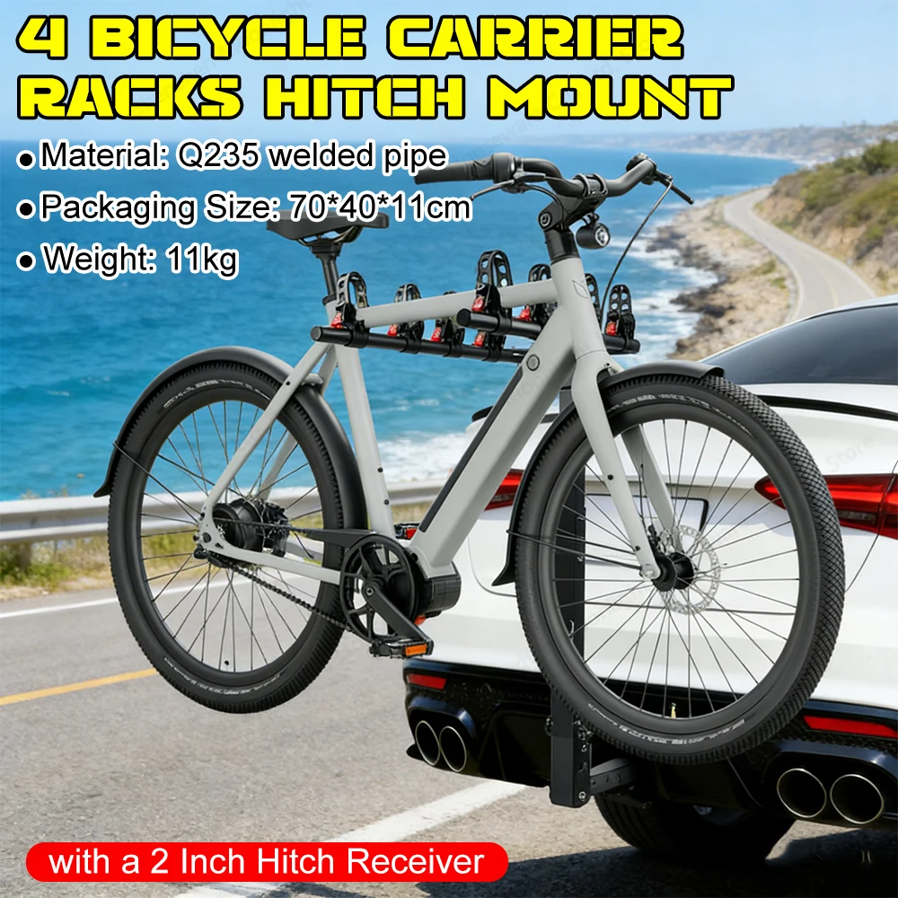 

Складная велосипедная стойка-держатель на 4 велосипеда для автомобилей, грузовиков, внедорожников, минивэнов