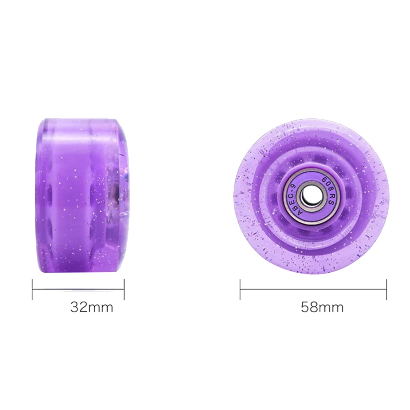 A89E-8 Pack 32 x 58mm 82A Roller Skate Wheels with Bearing,with Multi-Function Skateboard Roller Skating Accessories Yellow