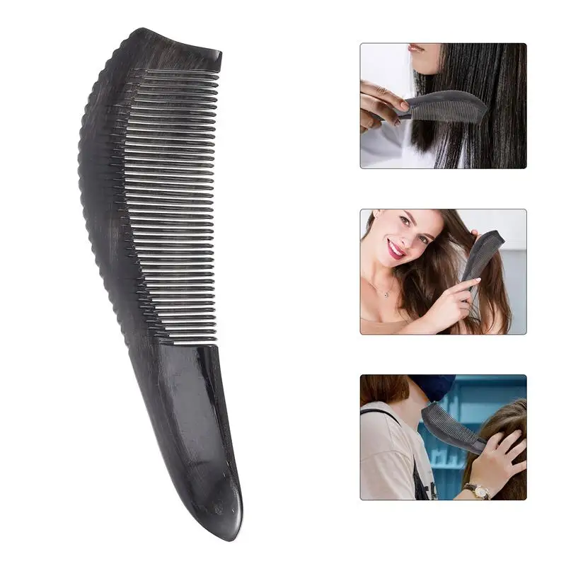 

Usable Combs for Men Black Buffalo Horn Simple Hairdressing Home Fashion Scalp Massage Household Anti-static Women Man