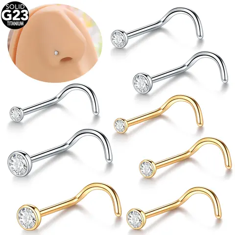 1 pz G23 titanio anello al naso Stud Piercing Nariz 18G 20G cristallo narice Pirsing orecchino cartilagine Piercing gioielli per le donne