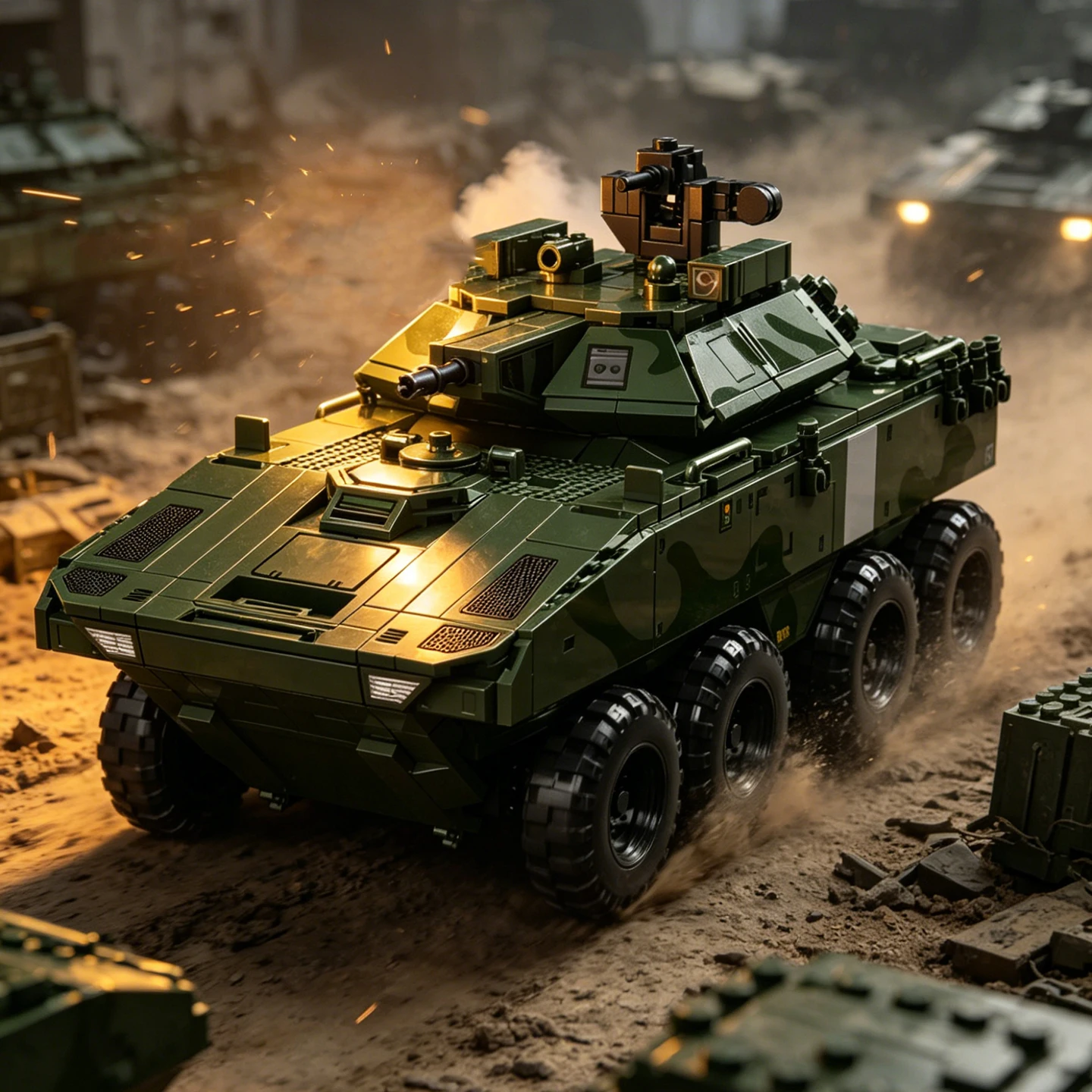 

LAV-G1 8×8 Wheeled Infantry Fighting Vehicle Building Block Tank Educational Toy : Truck and Troop Carrier Model