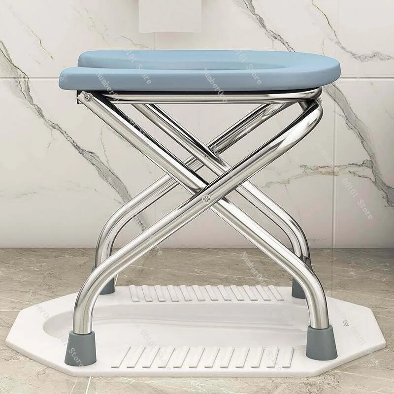 Foldable Maternity Toilet Chair, Elderly Portable Toilet Stool, Stainless Steel Household Commode for Bedside