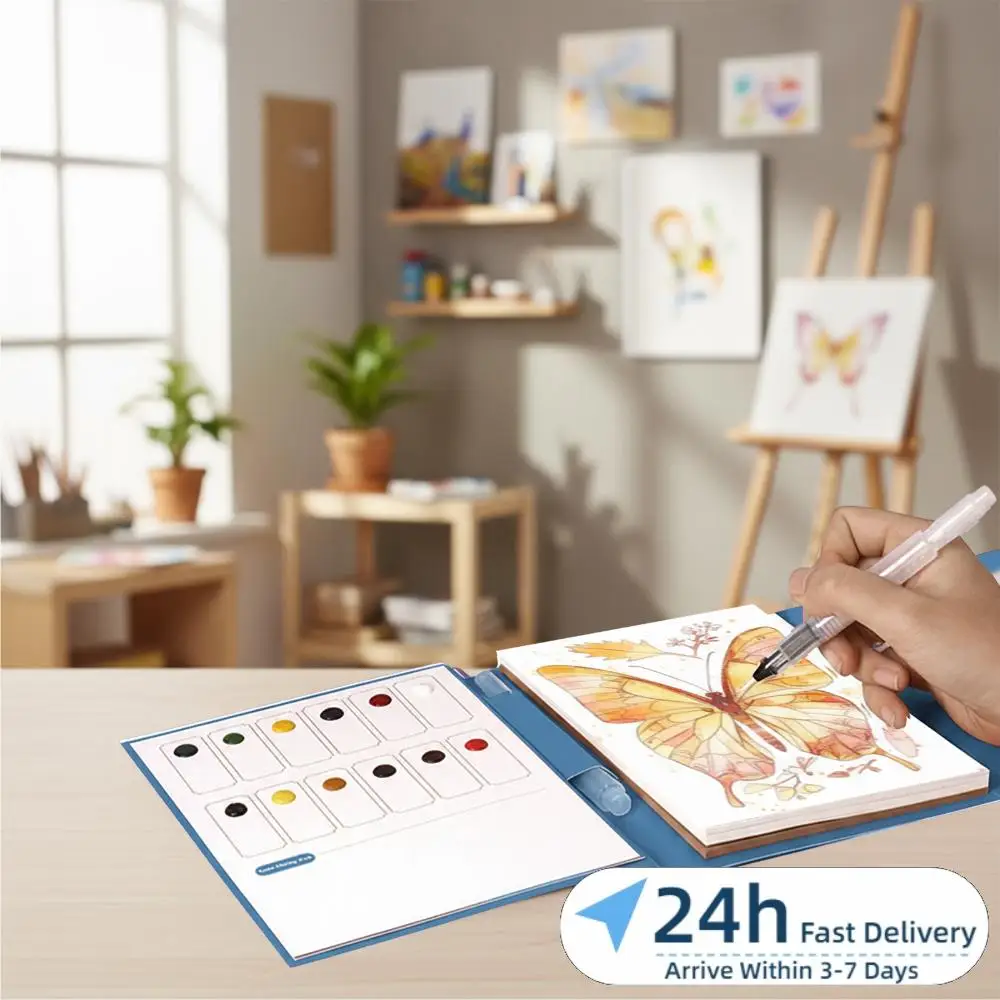 

Watercolor Coloring Book Adults Water Color Paper Book Paint Set (Butterflies)