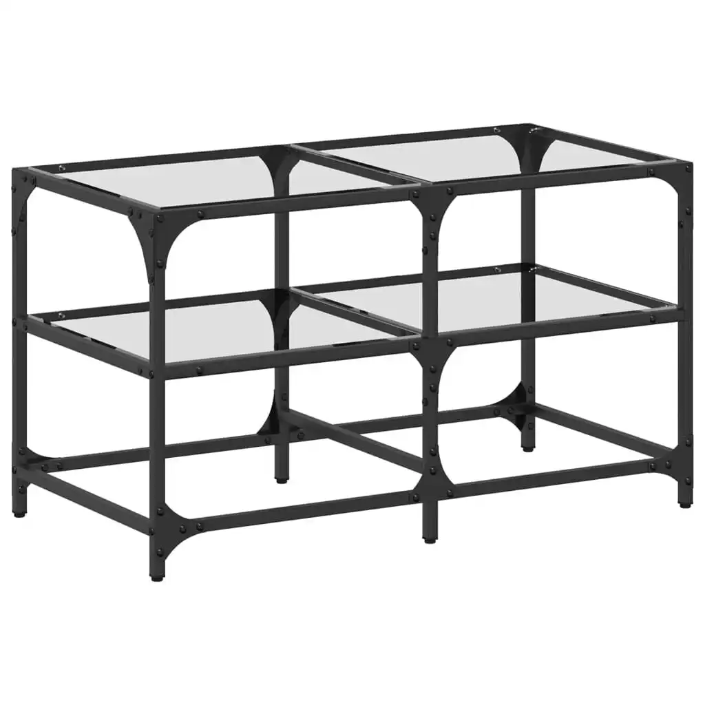 vidaXL Table basse avec plateau en verre transparent 78,5x40x45cm acier