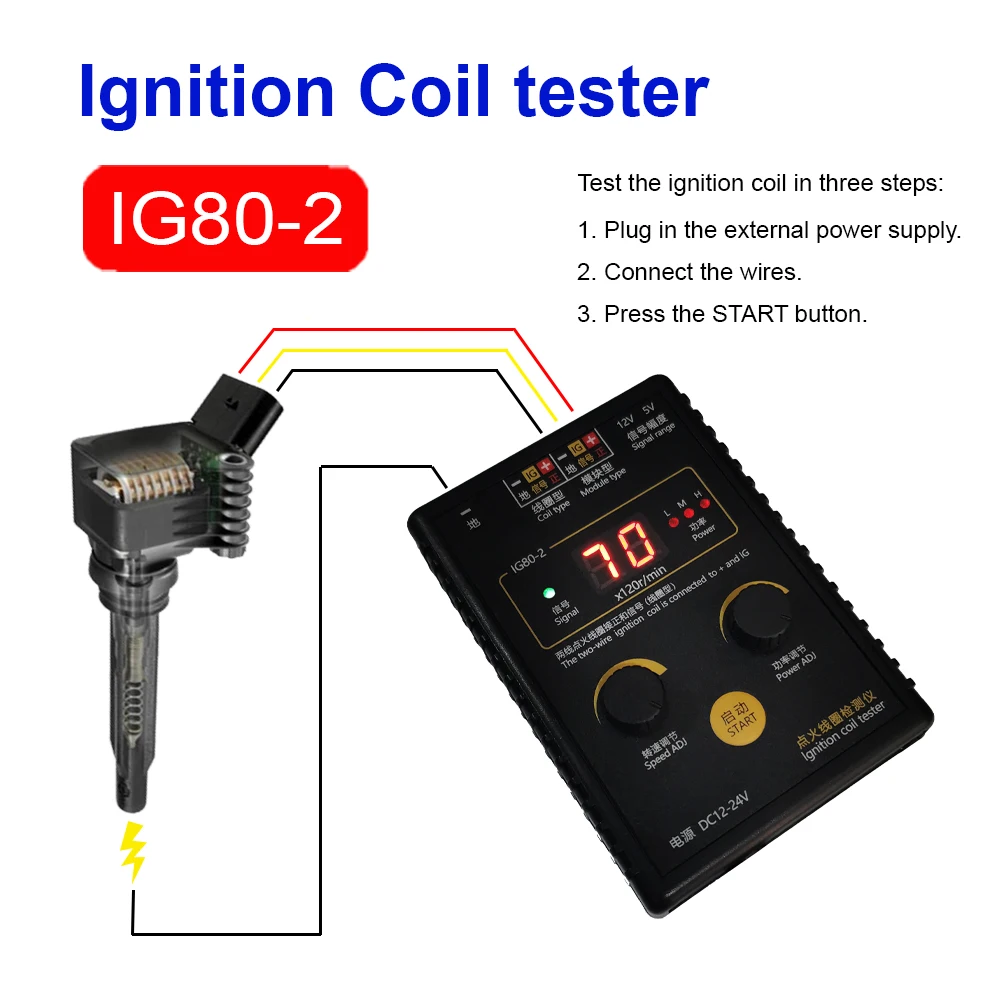 AM-IG80-2 Car Automobile Motorcycle Ignition Coil Test Tester for BMW Audi Volkswagen Toyota Honda Cruze Weichai Yuchai