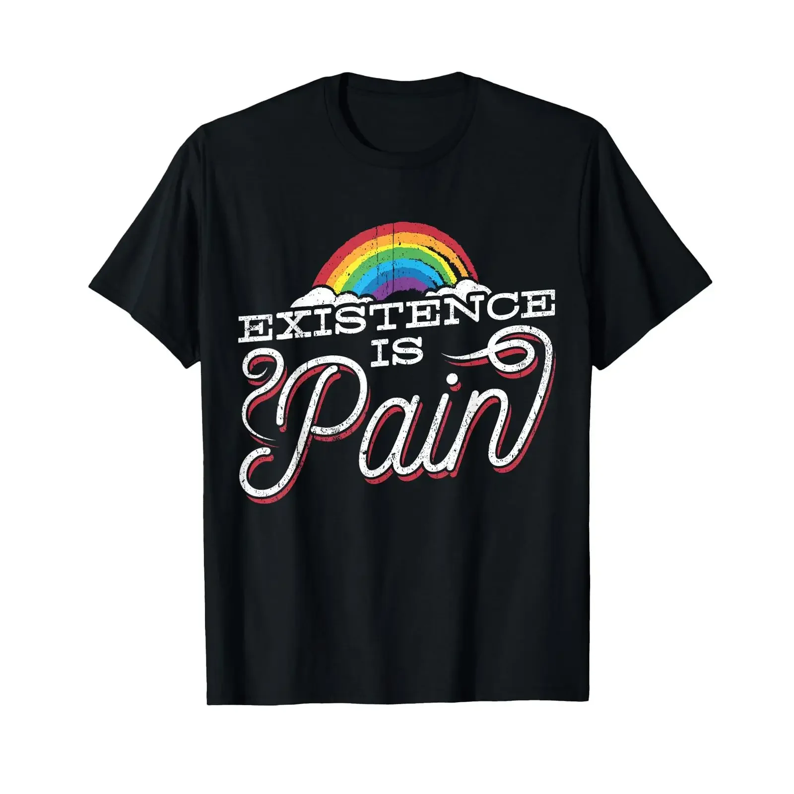 Camiseta con texto en alemán: Existenz ist Schachz, diseño de la marca Rainbows, color negro, estilo vintage, ropa de diseño con efecto desgastado, suave.