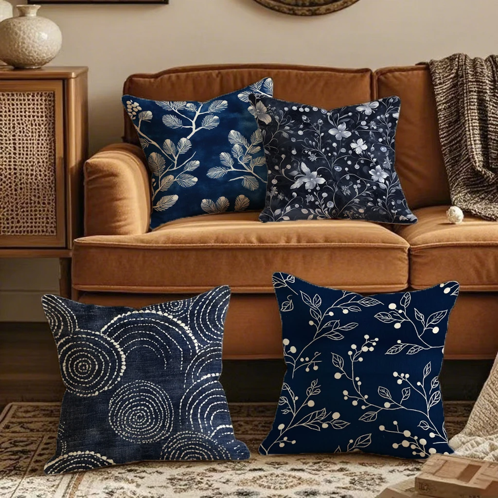 

Синие наволочки с уникальным белым узором. Подходит для дивана, автомобиля, спальни, декоративная наволочка, наволочка