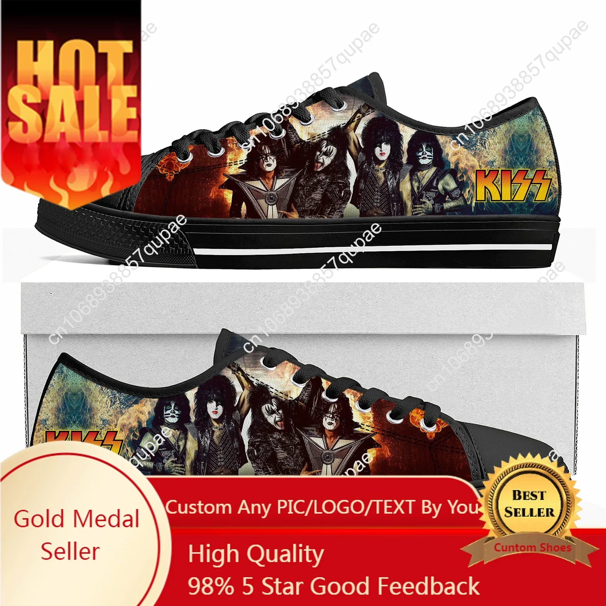 

Heavy Metal Kiss Rock Band Music Low Top High Quality Sneakers Men Women Teenager Canvas Sneaker Casual Couple Shoes Custom Shoe