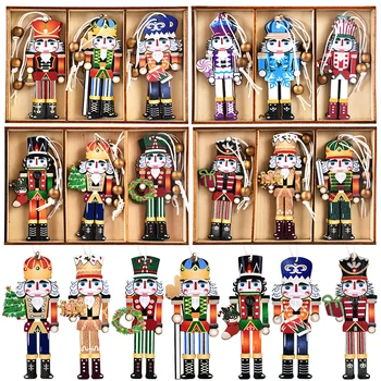 크리스마스 나무 호두까기 군인 펜던트, 크리스마스 나무 걸이 장식품, Navidad 나탈 새해 파티 장식 용품, 9 개