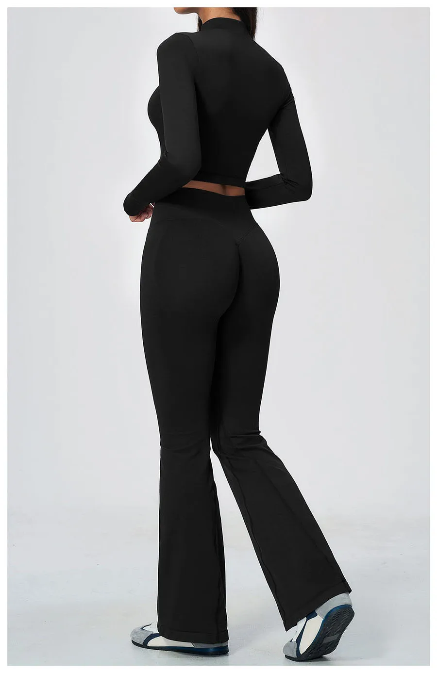 Damen-Trainingsanzug 3-teilig, Yoga-Anzug, nahtloses Sportset, ausgestellte Leggings, Fitness- und Laufoutfit, langärmelige Sportjacke, Yoga-Bekleidung – Detail 22