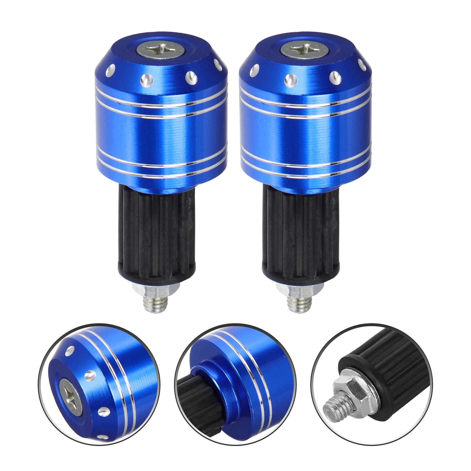 

2pcs Universal Motorcycle Handlebar End Caps Aluminum Alloy Anti-Fall White Stripe Durable Offroad Bike Accessories Vibration