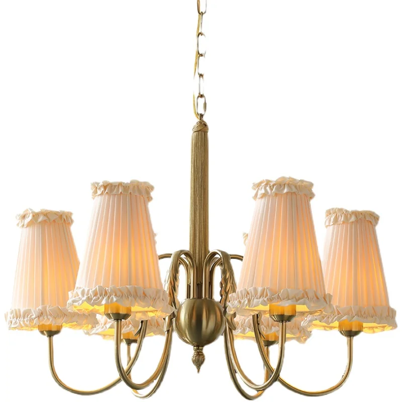 Vintage French medieval wheat fringe living room chandelier, American dining room bedroom fabric
