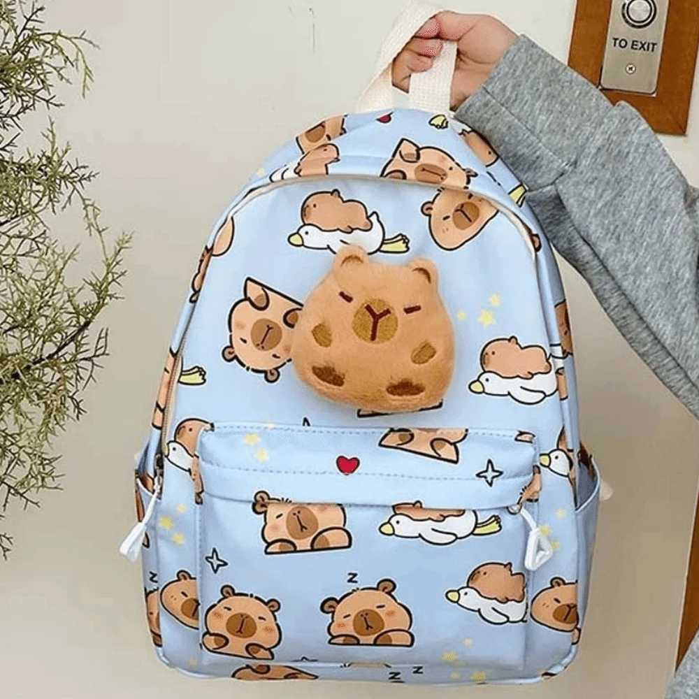 Decoration Capybara Backpack Thickened Wide Straps Cartoon Animal Daypack Multi Functional Nylon Large Capacity School Bag
