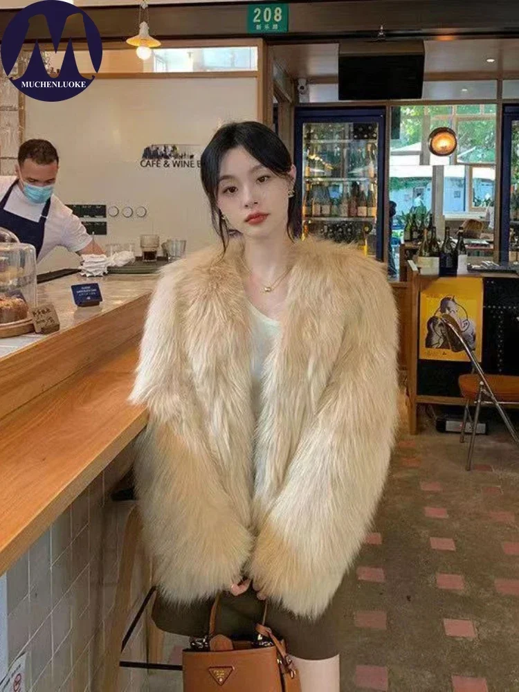 Damesbontjas Herfst Winter Nieuwe Koreaanse mode Imitatie van Vos Pluche warme jas Casual losse straattrends Damesjassen
