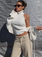 Trendix Hollow Out Sweater Sets For Women 2025 Fall New Long Sleeve Knitwear Shawl Suits Sexy Backless Knit Tank Top 2 Piece Set - Image 3