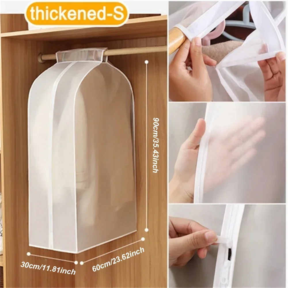 Garment Clothes Cover Protector, Lightweight Closet Storage Bags Translucent Dustproof Waterproof Hanging Clothing Storage Bag