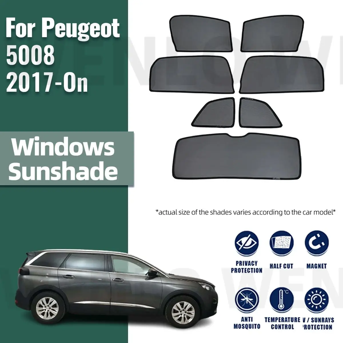 

For Peugeot 5008 2017-2023 2024 Magnetic Car Sunshade Shield Front Windshield Curtain Window Uv Protection Sun Shade Visor Blind