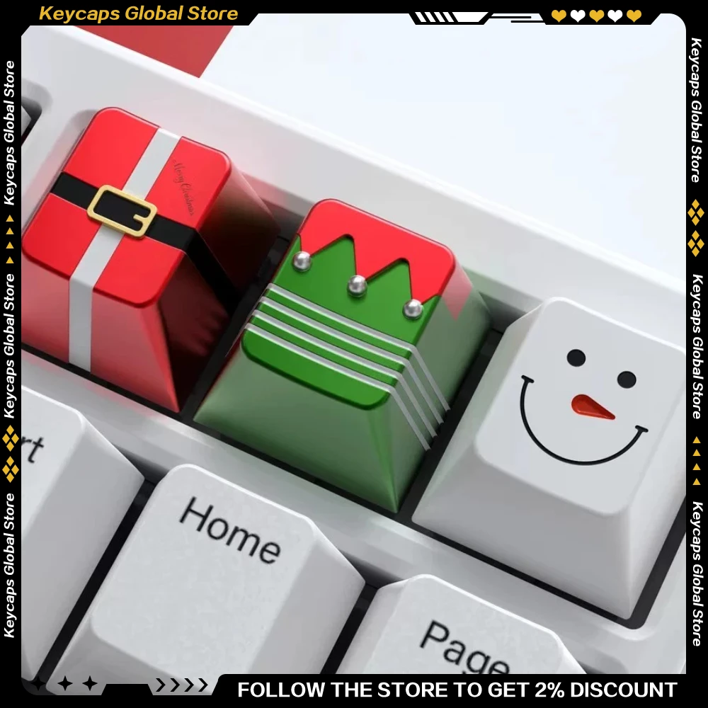 Christmas Tree Santa Snowman Design Full Metal Artisan Keycap Custom ESC Keycap Cute ESC Key Cap for Anime Personalized Gift