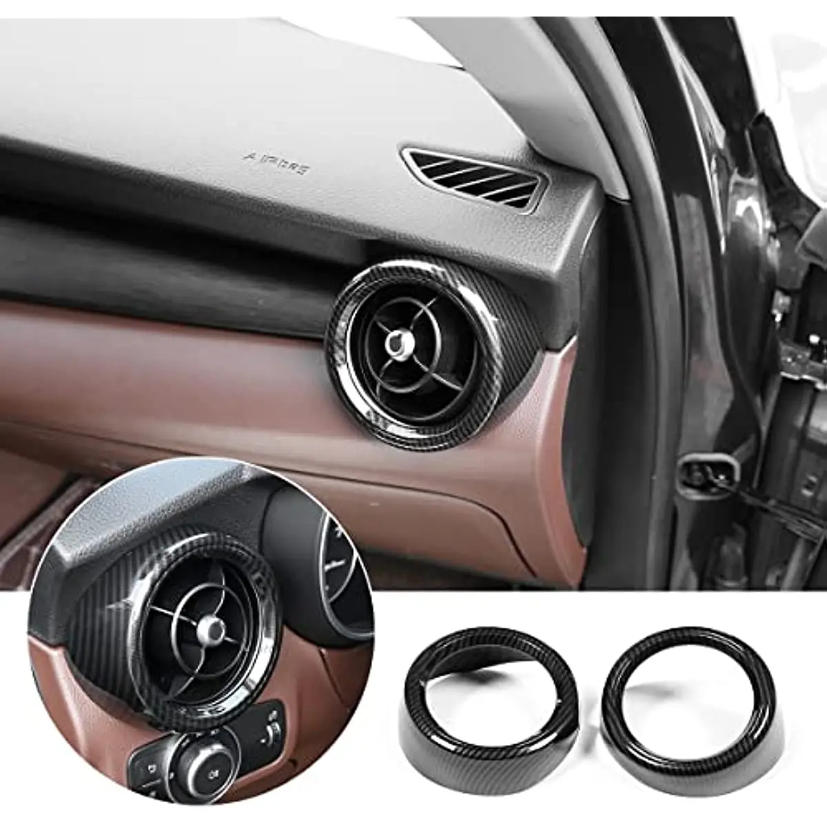 

ABS Car Front Side Air Conditioning Vent Outlet Cover Trim 2Pcs For Alfa Romeo Stelvio 2017--2020 Auto Accessories