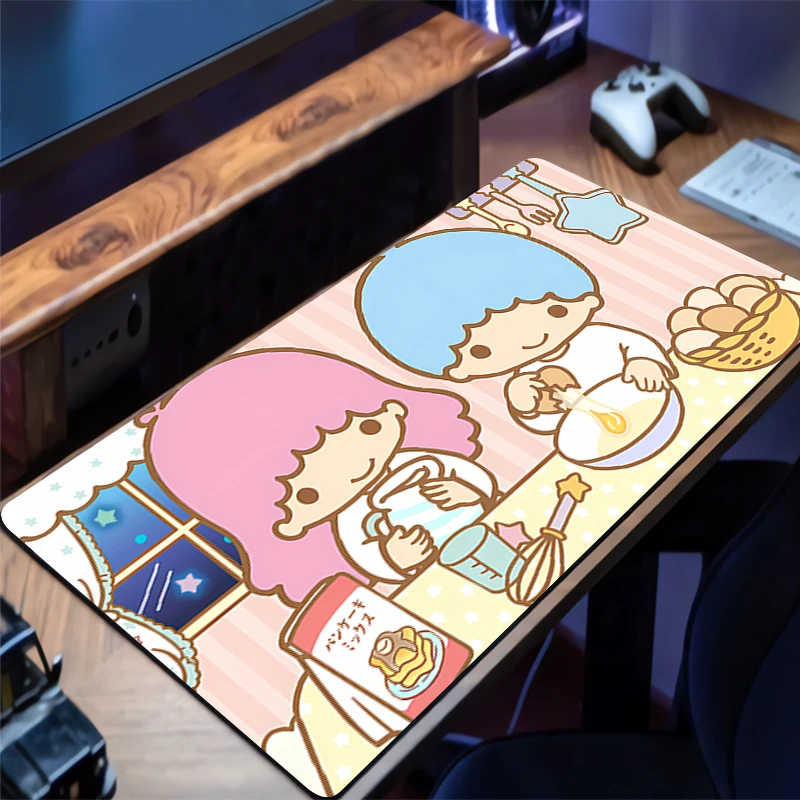 Tapis de souris petite étoile jumelle Kawaii, accessoires de jeu, ordinateur portable, grande vitesse, Mini Pc Gamer, clavier, tapis de bureau