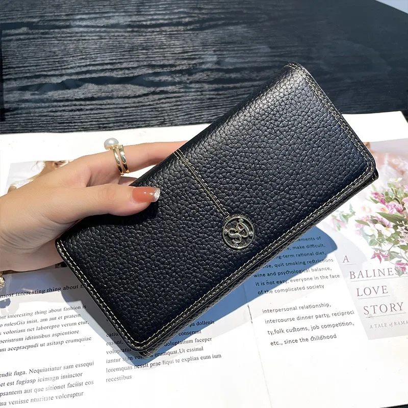 Women Long Genuine Cow Leather Wallet Large Capacity Card Cellphone Holder Female Real Leather Money Purse 7Z