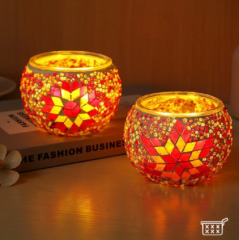 

DIY Make Your Own Candleholder with Color Mosaic Beads Glass Candle Handmade Craft for Kid Interactive Toy Gift Home Decor Party