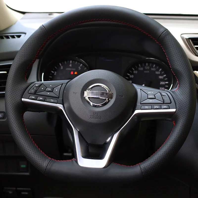 

DIY Hand Sewing Car Steering Wheel Cover for Nissan X-Trail Qashqai Teana Sylphy Geniss Car Genuine Leather Interior Accessories