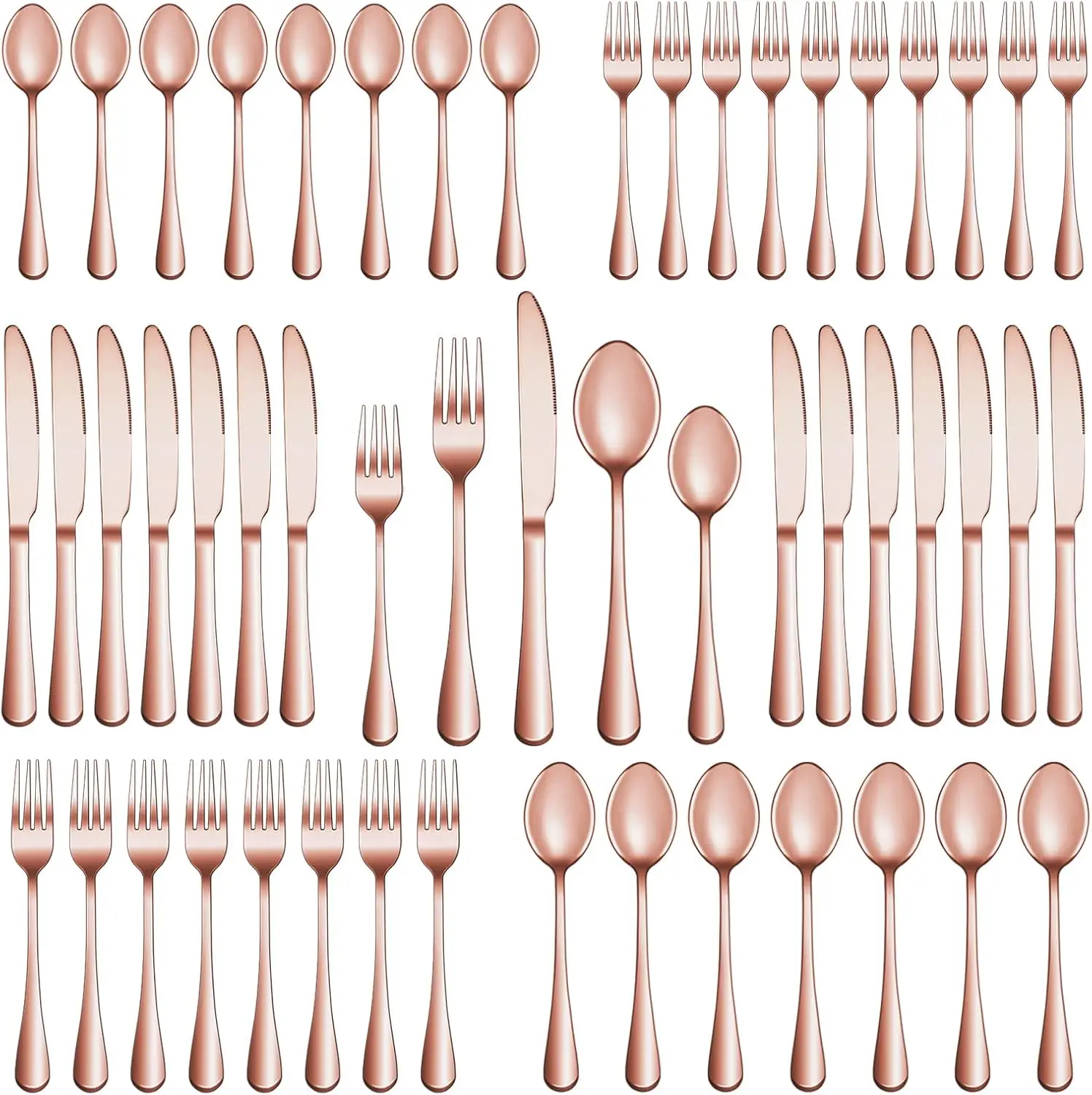

40-Piece Rose Gold Flatware Set for 8, Stainless Steel Cutlery with Forks Knives Spoons, Dishwasher Safe