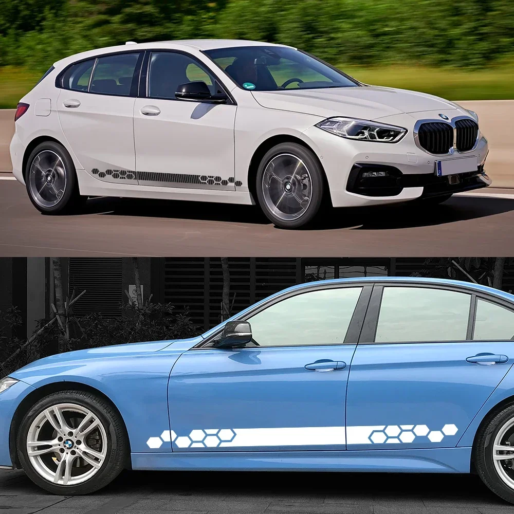2PCS Car Graphics Honeycomb Stickers Carbon Fiber Decals Auto Tuning Accessories For BMW 1 Series E81 E87 E82 E88 F20 F21