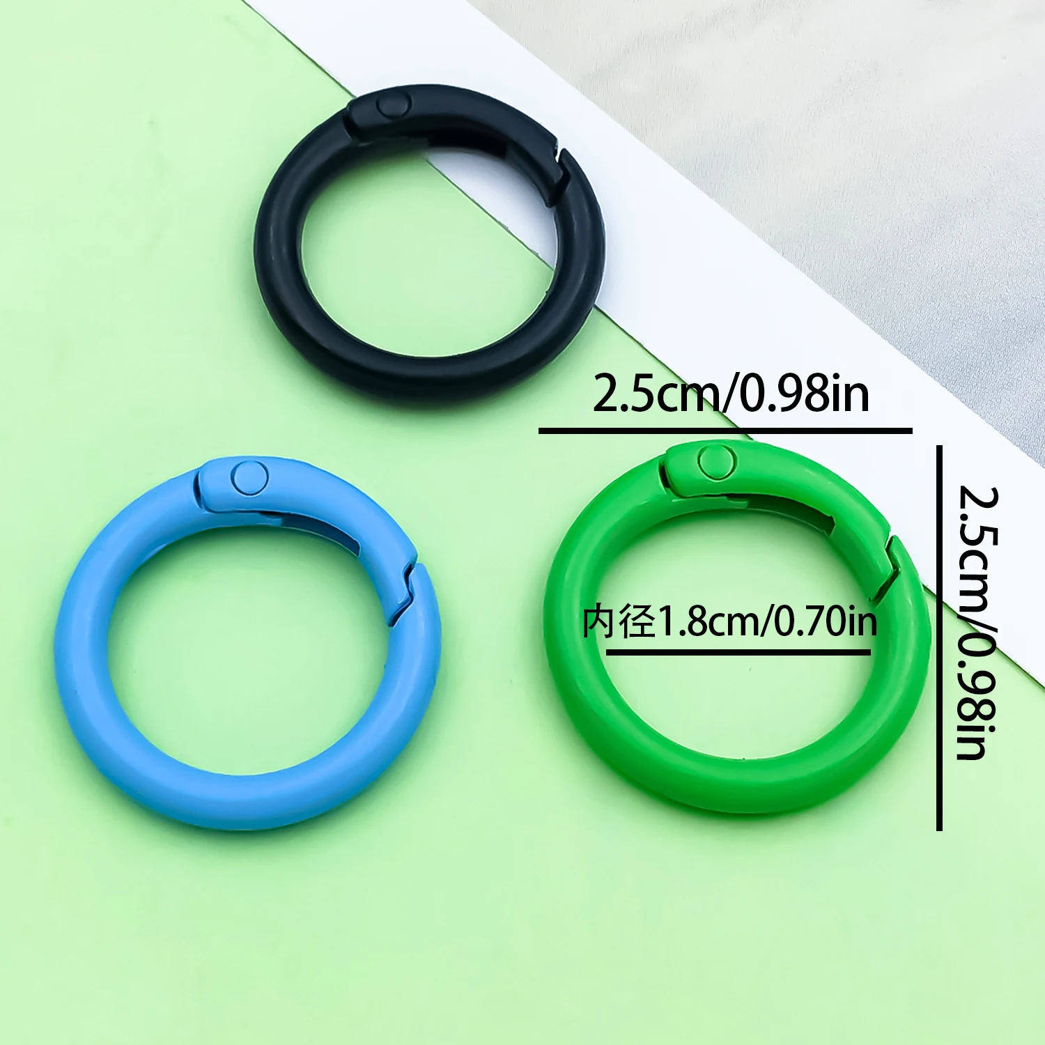 20pcs 25mm Inner Diameter 18mm Alloy Circular Keyring Colorful Spray Painted Spring Buckle For DIY Handbag Key Holder Ornament - view 3