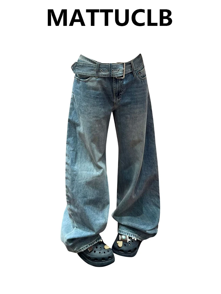 

Women Tomboy Chic Grunge Harajuku Baggy Jeans Japanese Low Rise Gyaru Y2K Denim Pants 2000s Aesthetic Wide Leg Cyber Punk New