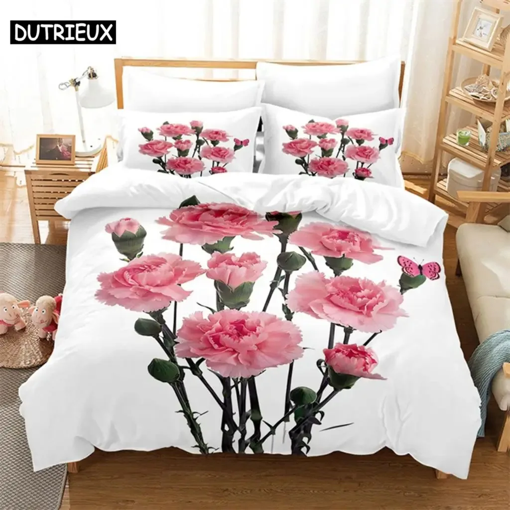 

Pink Rose Queen Bedding Set Lovers Duvet Cover Set Kids Bedding Digital Printing Bed Linen King Size Duvet Cover