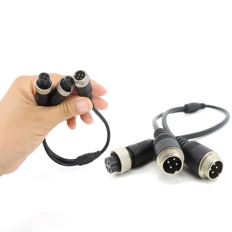 M12 4Pin Aviation Head to Male female to 2 way male Female Aviation Head wire Extension Y Splitter Cable Adapter Connector t1