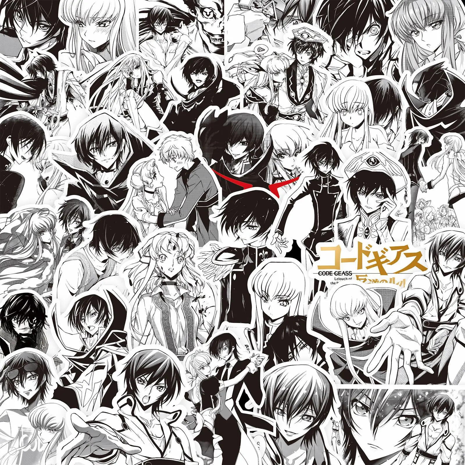 

10/30/80PCS Code Geass Stickers Black White Comic Graffiti DIY Guitar Refrigerator Phone Laptop Suitcase Water Cup Skateboard