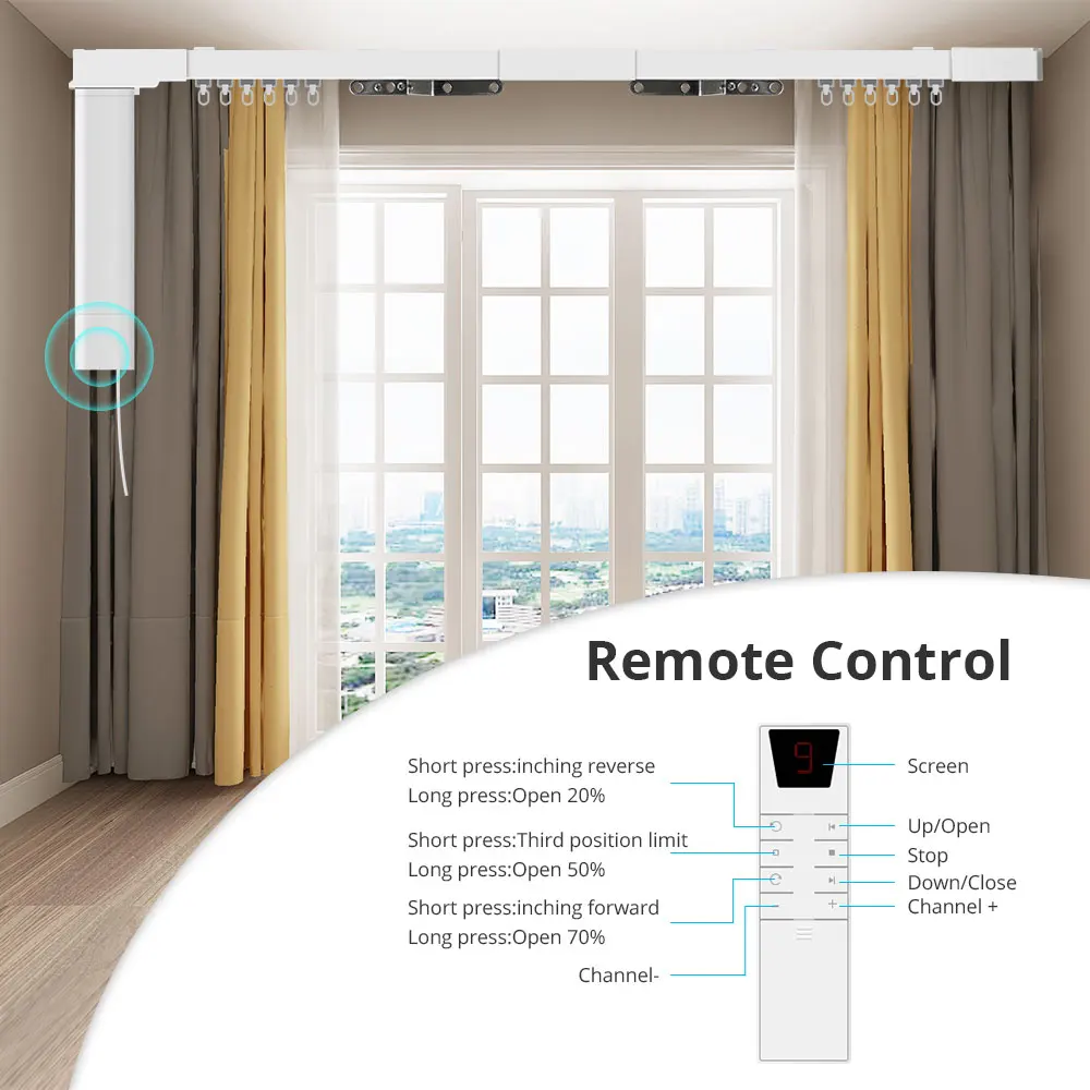 Zemismart Tuya Zigbee Rechargeable Electric Curtain Motor With Customized Slide Curtain Track Support Alexa Google Home Control view 5