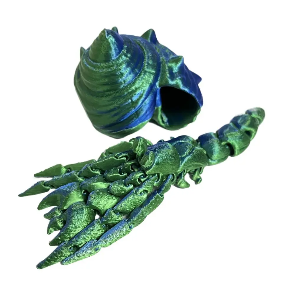 Removable 3D Printed Hermit Crab Conch Shell Poseable Joints 3D Printed Paguroidea Colorful 12/16cm 3D Articulated Crab Toys