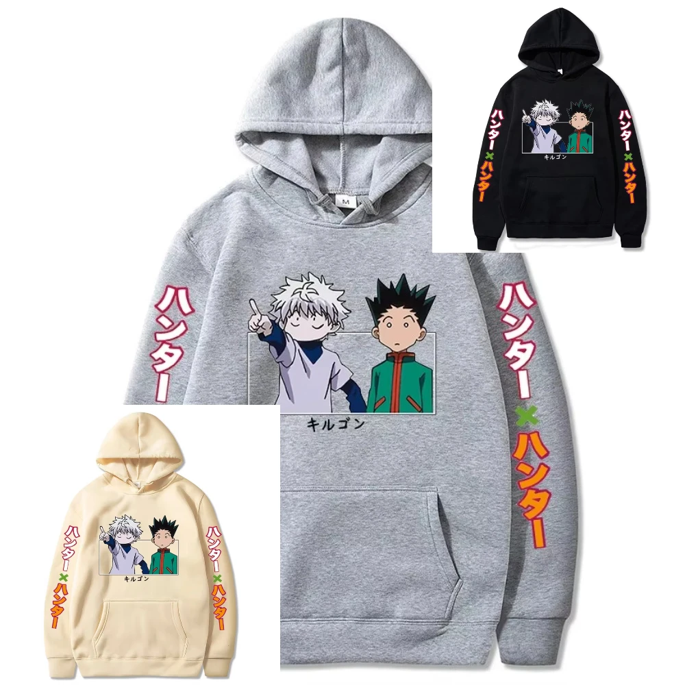 

Hunter X Hunter Japan Anime Men Women Hoodies Harajuku Gon Killua Print Plus Size Sweatshirt Unisex Autumn Winter Streetwear