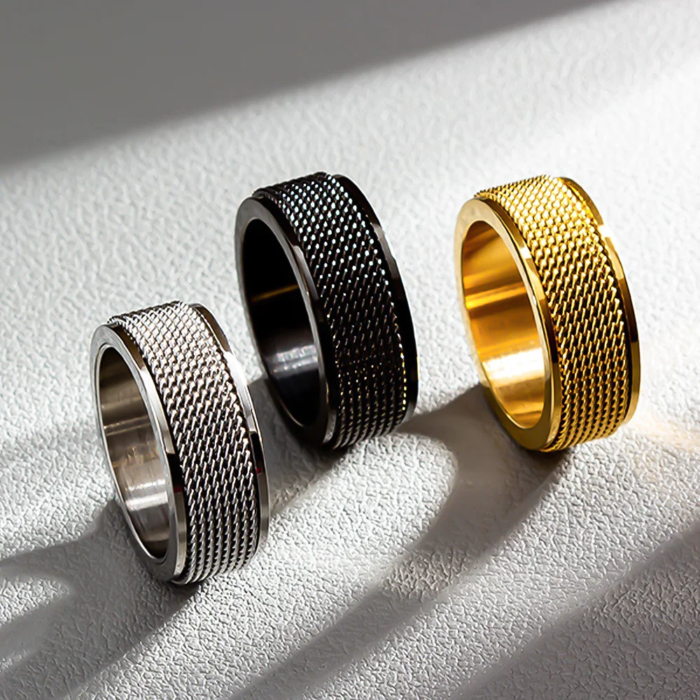 Quadratischer Siegelring für mich, Vintage-Goldfarbe, Edelstahl, klobiger, polierter Statement-Ring, minimalistischer Schmuck – Detail 3