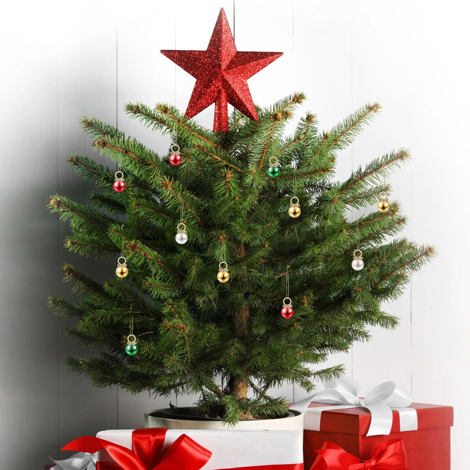 

200Pcs Mini Christmas Tree Ornaments Festive Design Pearllike Finish Small Baubles for Holiday Decor Mini Christmas Ornaments