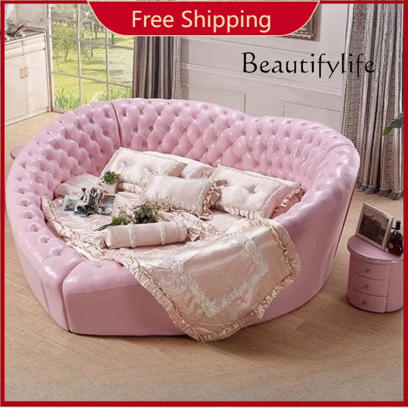 

c smart home Modern Frame Double Bed Headboard King Size Full Frames Round Bed Twin Queen Modern Cama Matrimonial Bedroom F