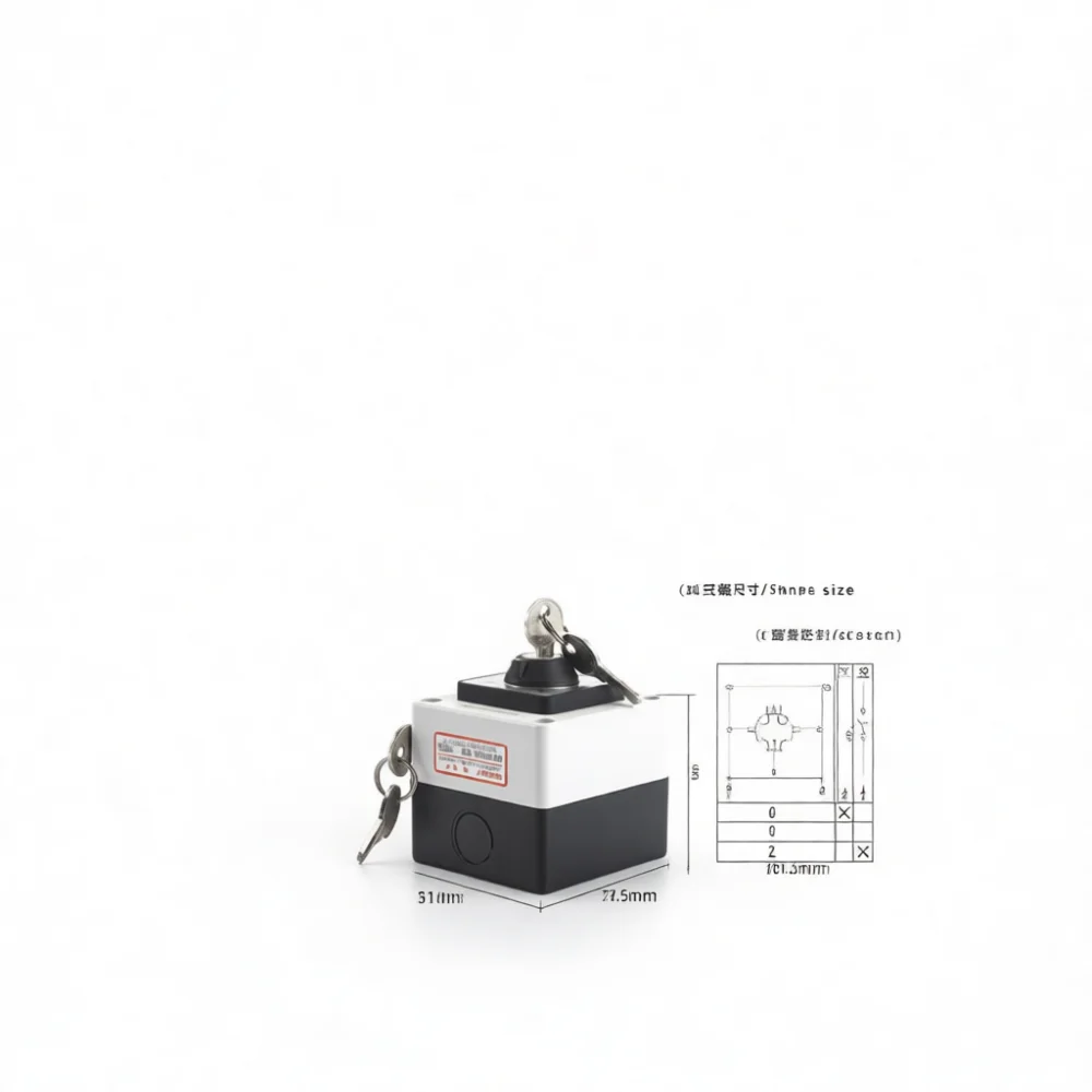 Rotary Key Switch SZW26 20C Enclosed Protective Housing Industrial Power Selector Lock Safety Access Security Control Module